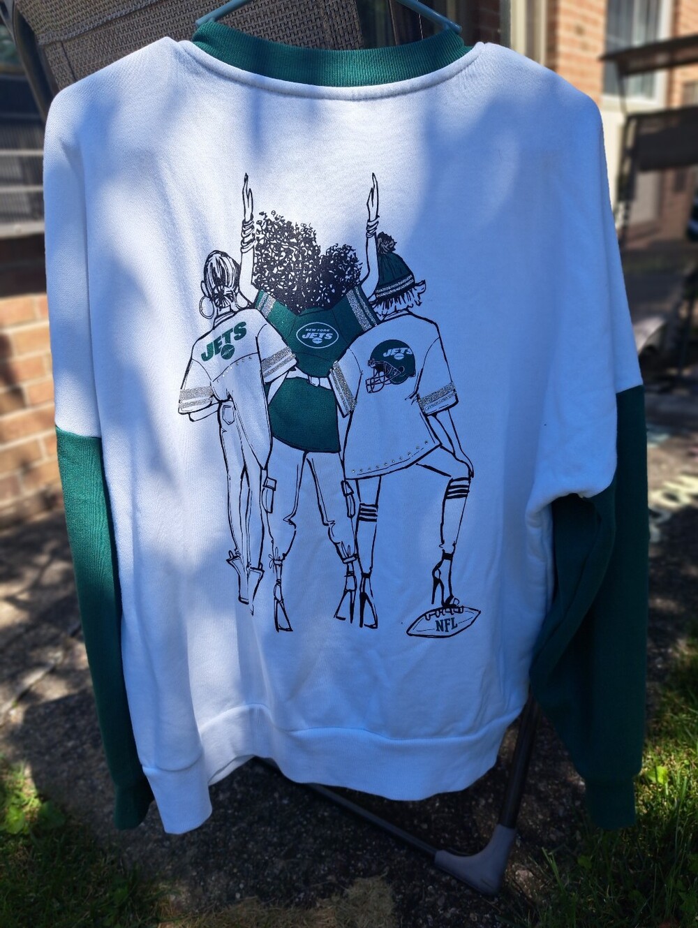 Jets Graphic Crewneck Sweater - White/Green